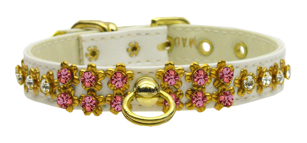 Sunburst White w/ Pink and Clear Stones 16